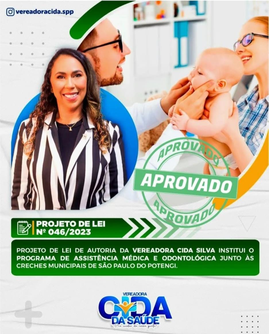 A vereadora Cida Silva (São Paulo do Potengi) protocolou na Câmara Municipal um projeto de lei que propõe a criação do Programa de Assistência Médica e Odontológica destinado às creches do&nbsp;município.