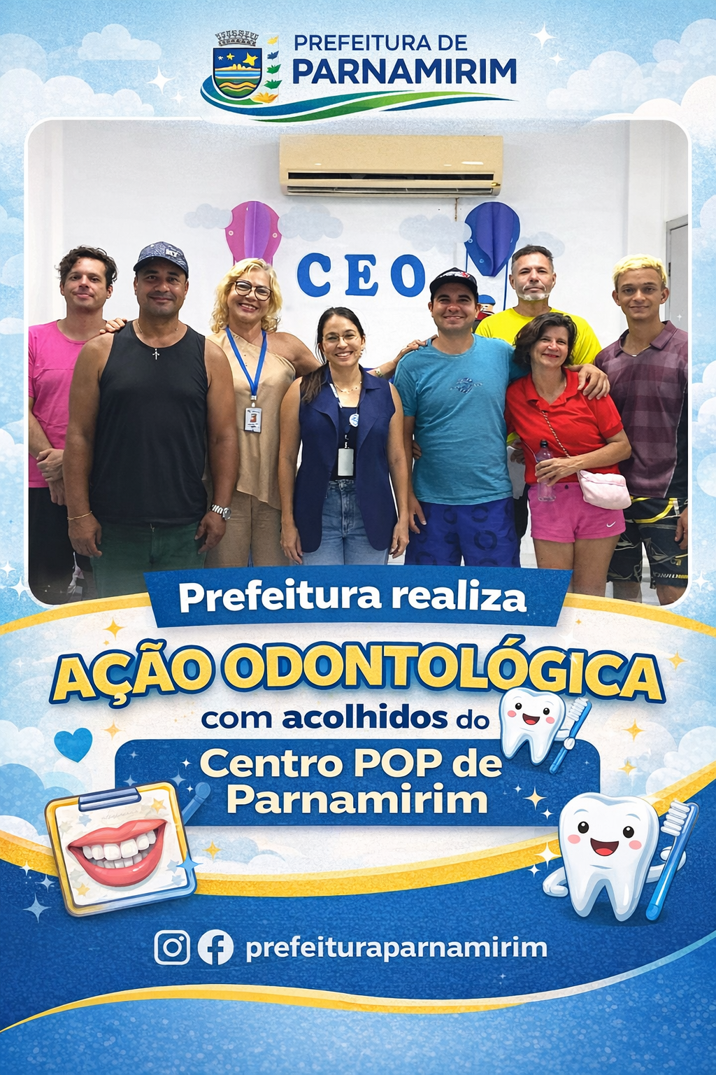 Prefeitura realiza ação odontológica com acolhidos do Centro POP de&nbsp;Parnamirim