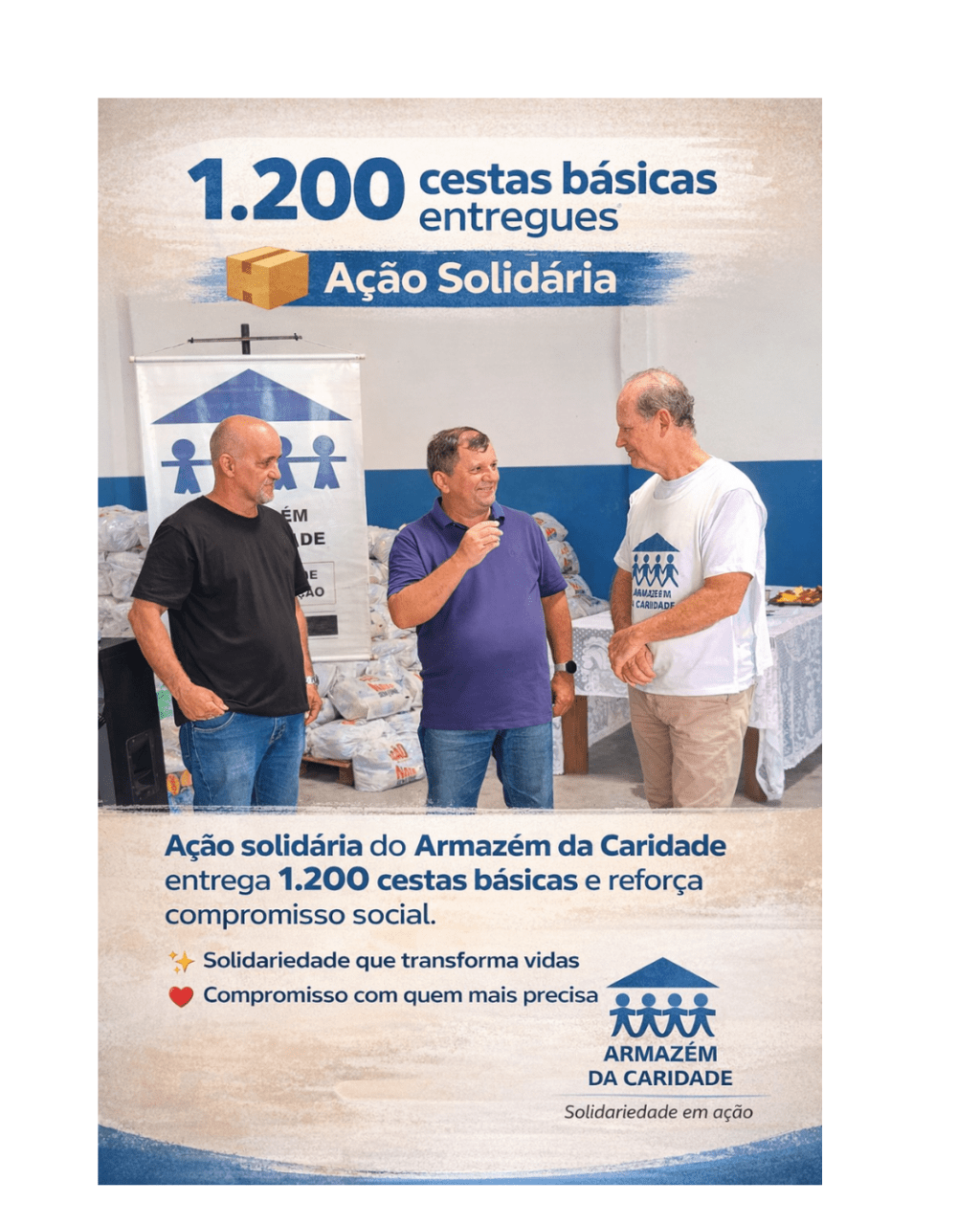 Ação solidária do Armazém da Caridade entrega 1.200 cestas básicas e reforça compromisso&nbsp;social
