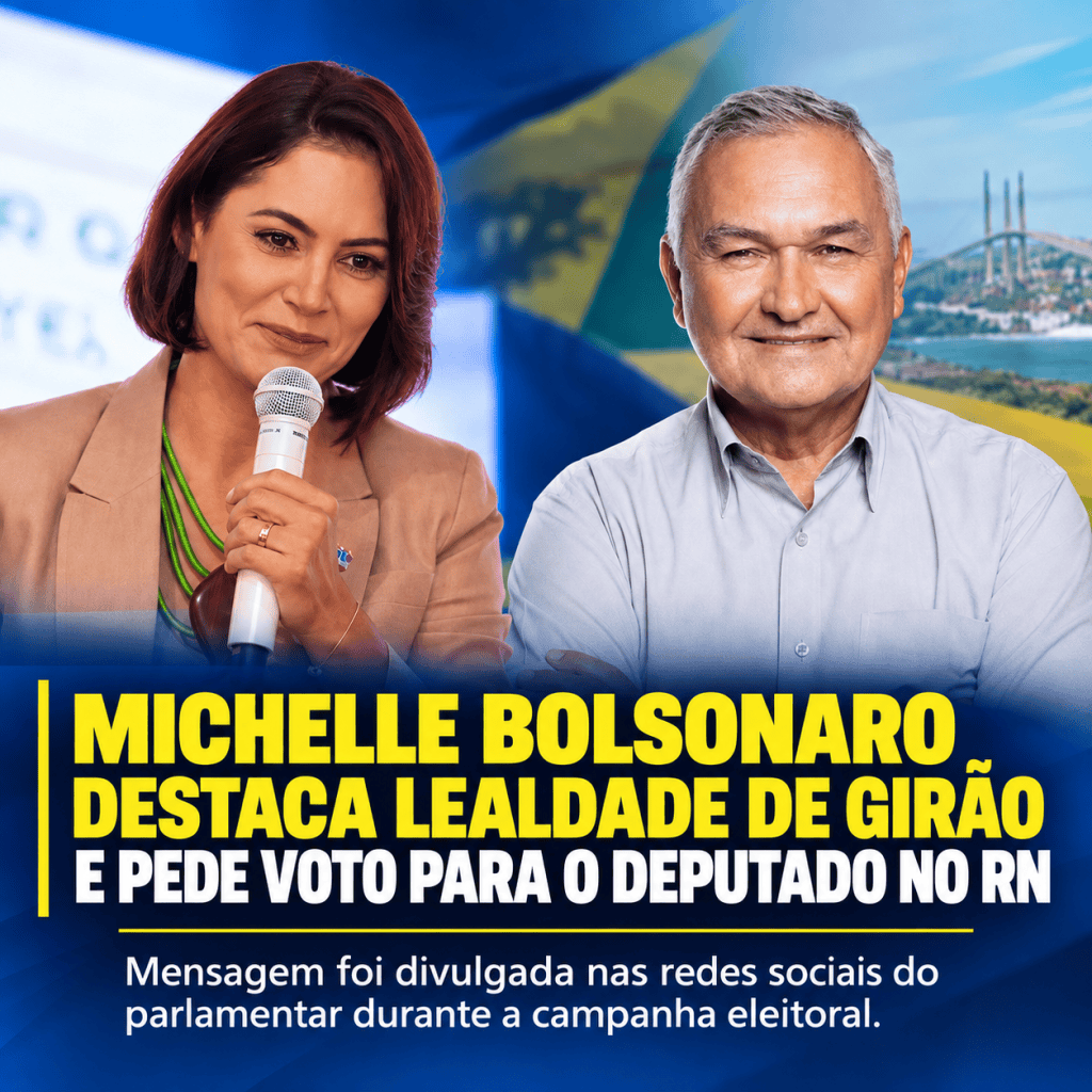 Michelle Bolsonaro declara apoio a General Girão e pede voto para o candidato no&nbsp;RN