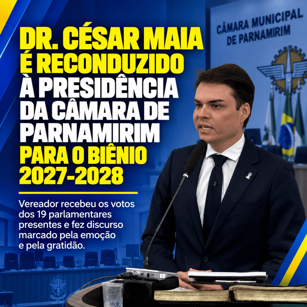 Câmara de Parnamirim elege Mesa Diretora para o biênio 2027-2028; Dr. César Maia é reconduzido à&nbsp;Presidência